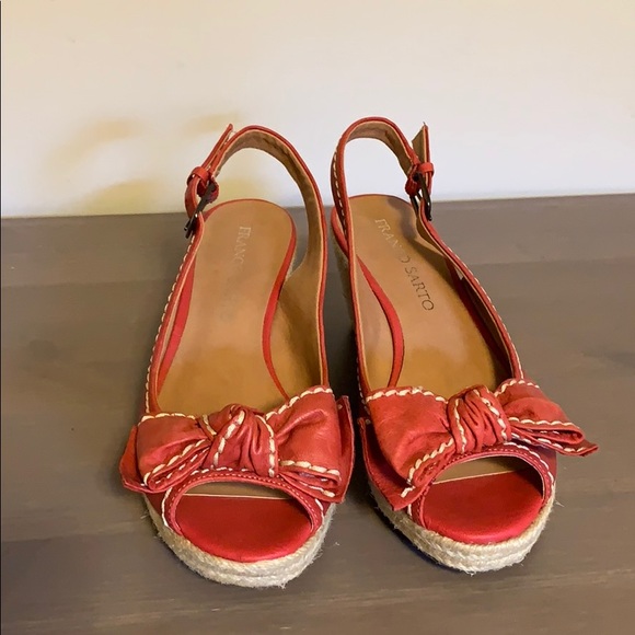 Franco Sarto Red Leather Wedges - Women’s Size 7 - Picture 3 of 4